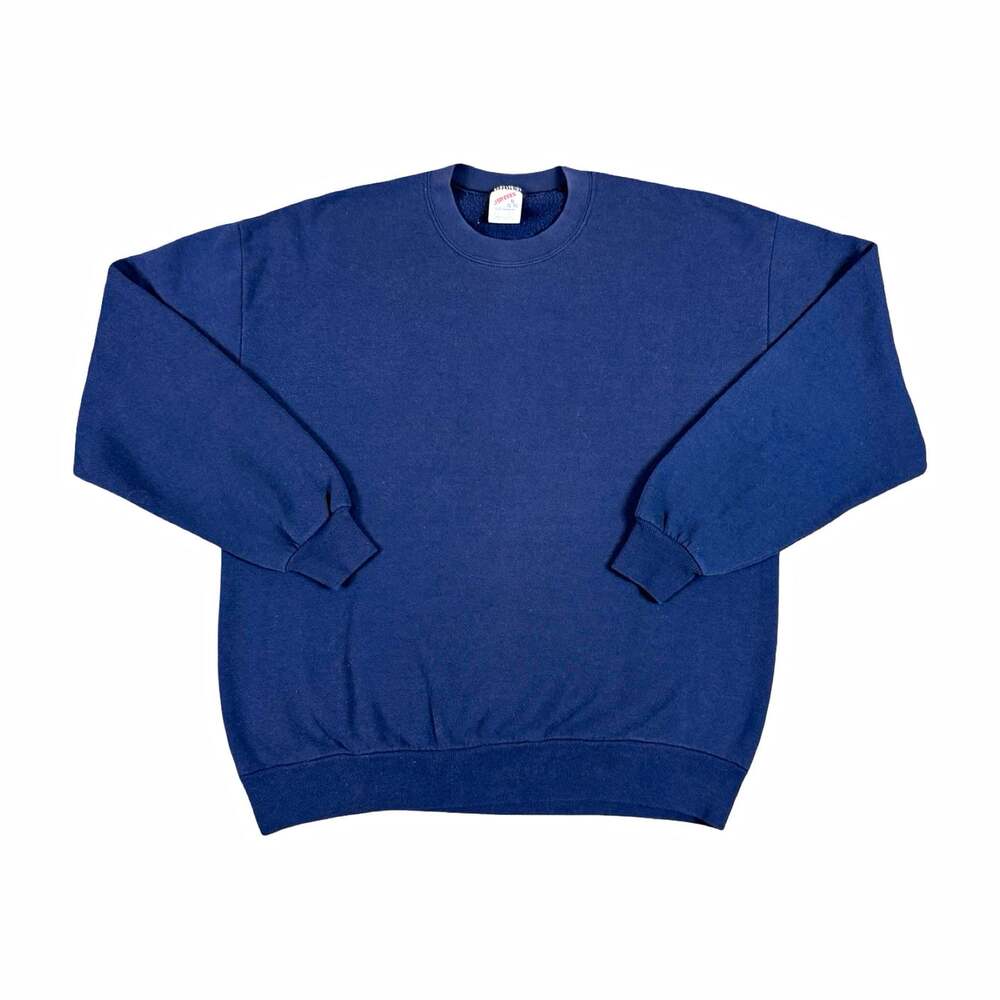Vintage Blank 90s Jerzees Blue Crewneck Pullover Sweatshirt Cotton/Poly XL